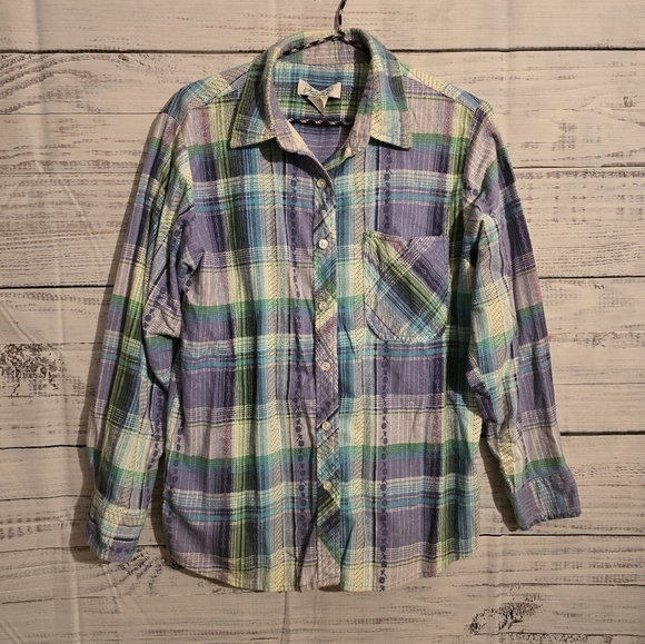 2 Haband Plaid button-down womans longsleeve shirts size Medium. - Picture 2 of 8